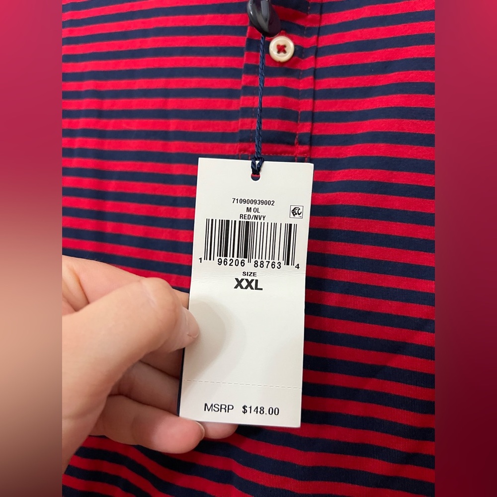 Polo Ralph Lauren Men’s Striped Casual Polo Shirt Size XXL NWT Red and Navy - Picture 4 of 12